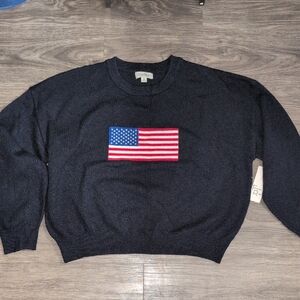 Navy Blue American Flag Sweater